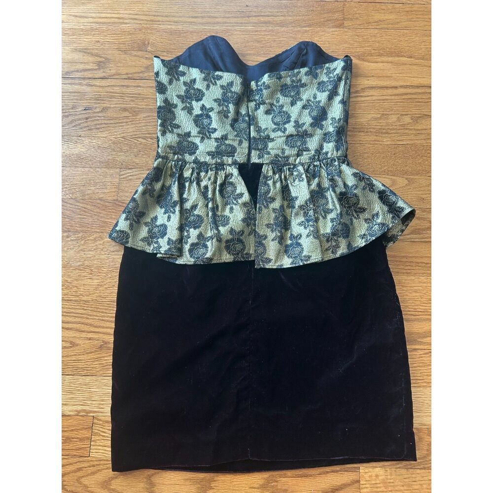 Vintage 80s SWEETHEART PROM STRAPLESS Boned Mini Gold PARTY COCKTAIL DRESS Sz 5 - Picture 4 of 8